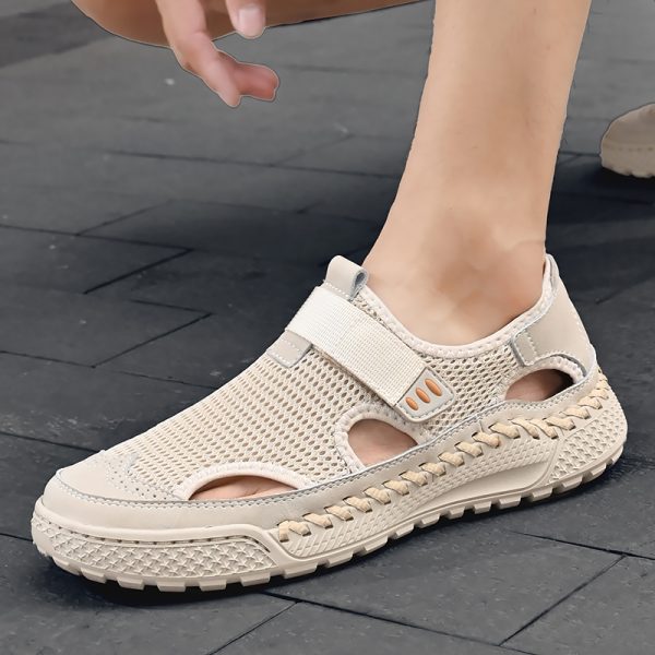 Summer Men’s Sandals Handmade Mesh Breathable Casual Shoes